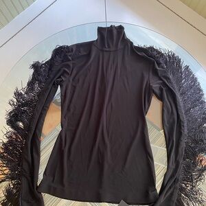 Norma Kamali Fringed long sleeve top- M